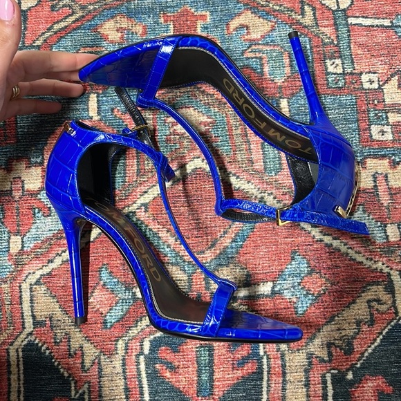 NWT TOM FORD Croc Iconic T 105 Sandal in cobalt size 36 / US 6 - Picture 12 of 13